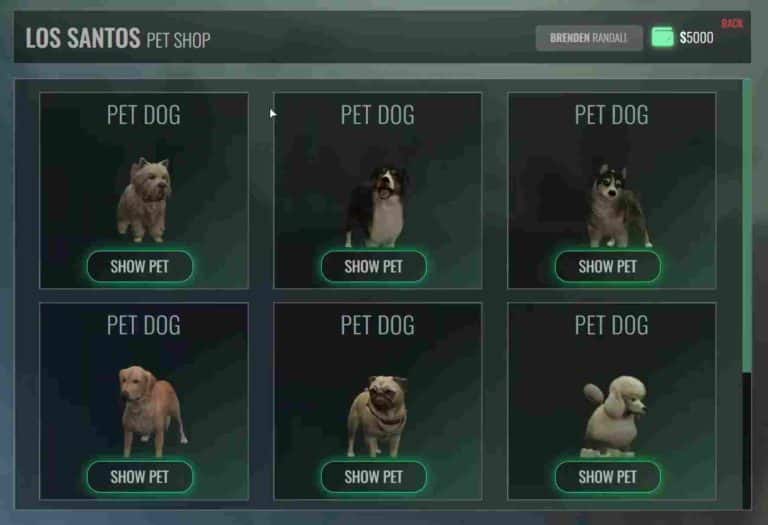 FiveM Pet Shop | FiveM Pet Script